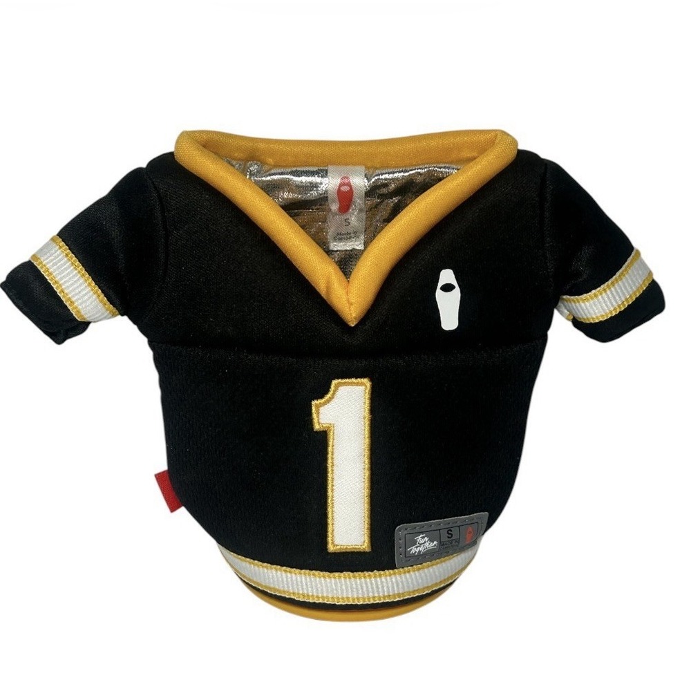 Puffin Drinkwear Jersey Koozie Black/Yellow Football Dinks Beer Sports Party